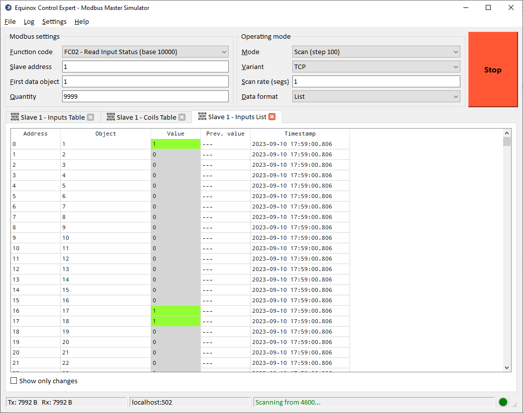 EQUINOX Modbus Master Simulator